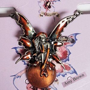 🧚Pacific Giftware Amy Brown 𝐒𝐂𝐀𝐑𝐋𝐄𝐓 𝐁𝐔𝐁𝐁𝐋𝐄 Fairy Necklace Pendant